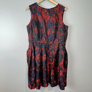 Coldwater Creek Dark Red Knee Length Dress Womens Size 16‎ Jacquard Goth NWOT
